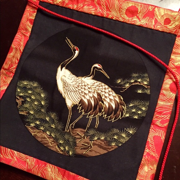 SOLD Unique handmade Japanese crane crossbody purse - Picture 2 of 2